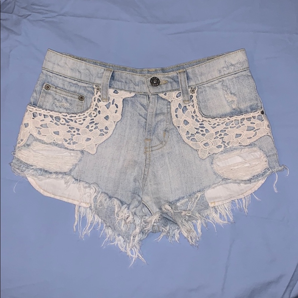 CARMAR lace denim shorts